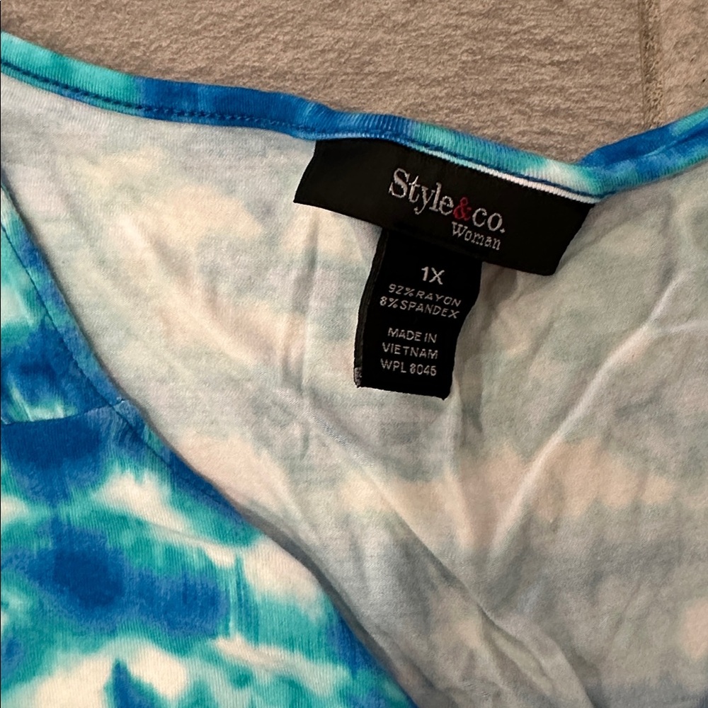Women’s style & co Blue Tie-Dye Sleeveless Dress. Size 1X - Picture 3 of 10